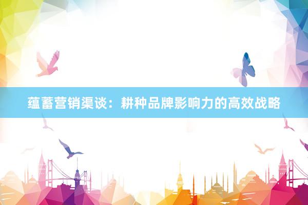 蕴蓄营销渠谈：耕种品牌影响力的高效战略
