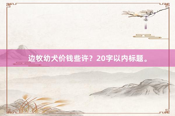 边牧幼犬价钱些许？20字以内标题。